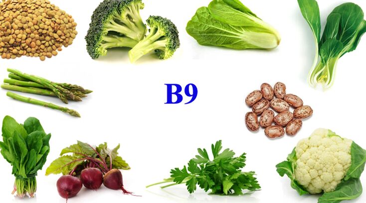 vitaminas B9 potencijai skirtuose produktuose